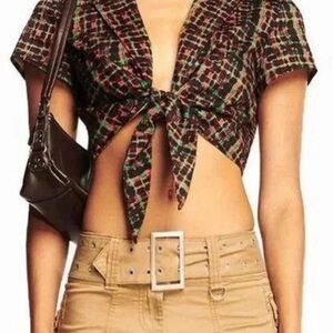 I.AM.GIA Multicolor Tie-Front Crop Top